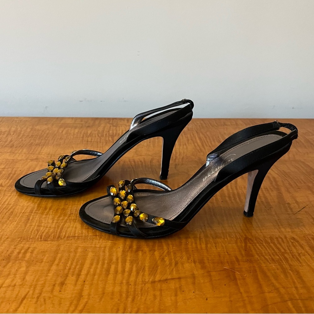 RAGAZZA Black and Gold High Heel Slingbacks - Picture 5 of 7